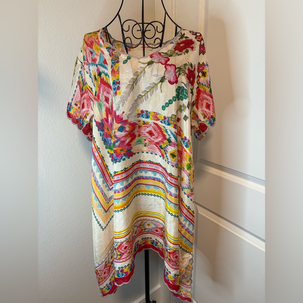 Johnny Was Tulum Silk Floral Tunic, Large Fit - Picture 1 of 7